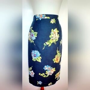 VINTAGE GEIGER FLORAL LINEN SKIRT
